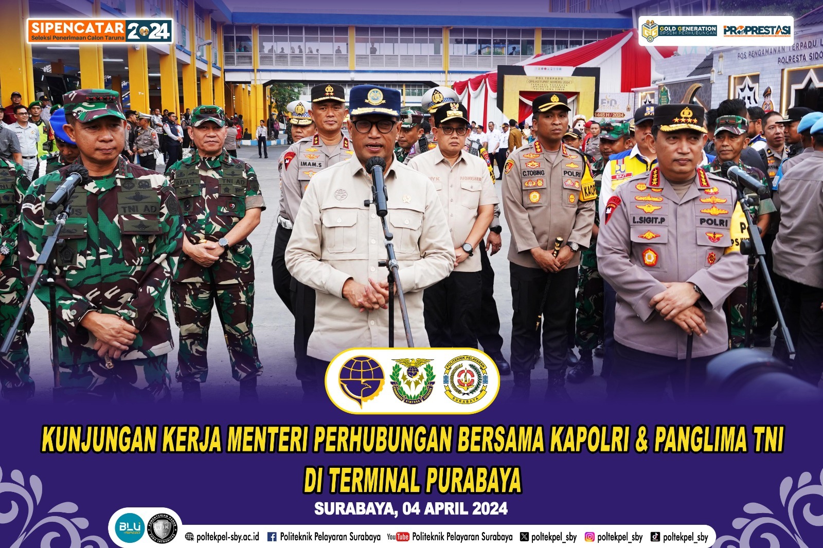 Menhub bersama Kapolri dan Panglima TNI Tinjau Kesiapan Layanan Mudik Lebaran di Terminal Purabaya