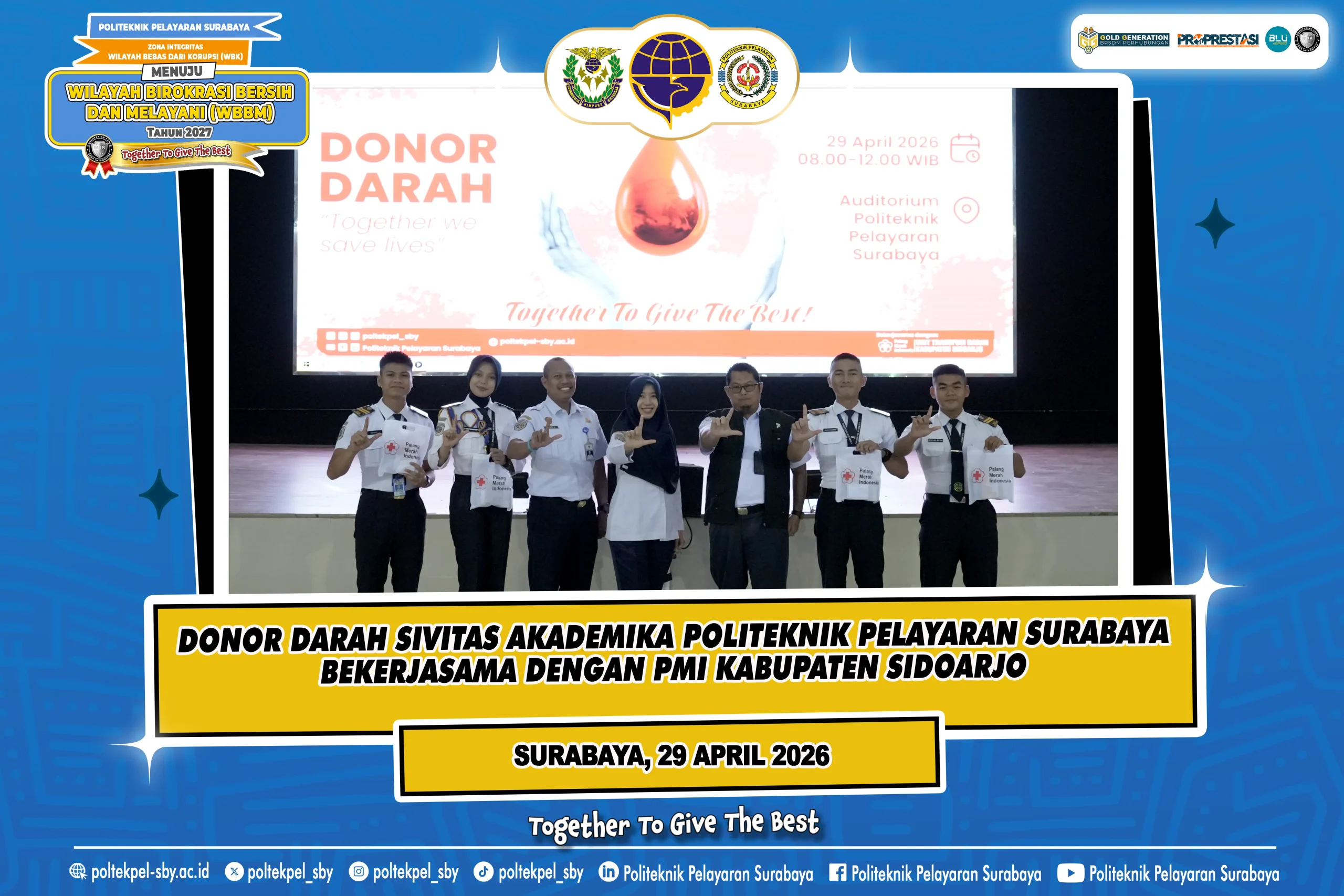 Wujudkan Semangat WBBM melalui Kemanusiaan, Poltekpel Surabaya Gelar Aksi Donor Darah