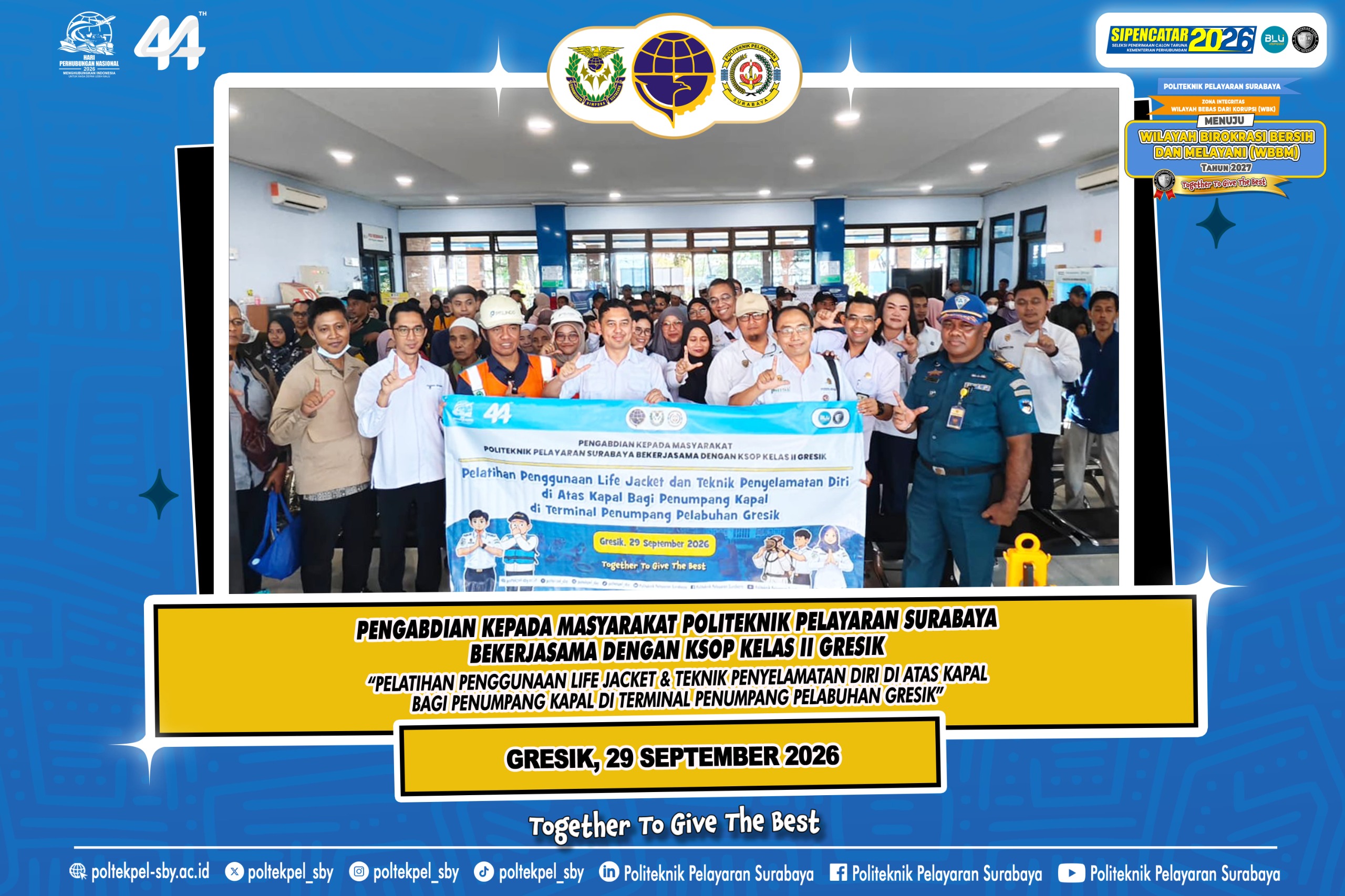 Poltekpel Surabaya Bersama KSOP Kelas II Gresik Gelar Pelatihan Keselamatan bagi Calon Penumpang Kapal Tujuan Bawean
